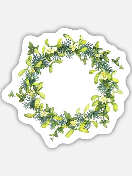 Mistelkranz - Sticker Größe M (15 x 15 cm) - Mattweiß