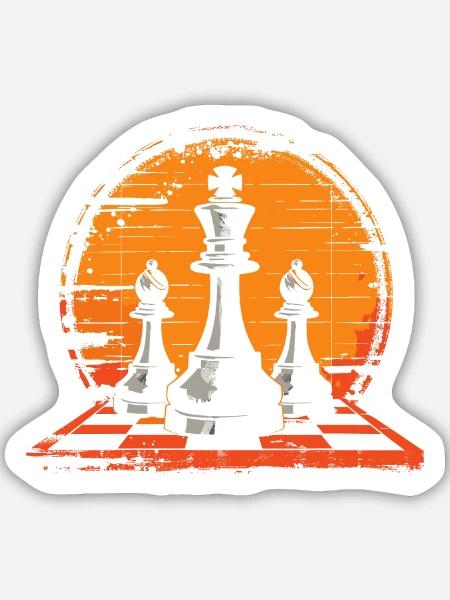 Schachfiguren Porträt - Sticker Größe M (15 x 15 cm) - Mattweiß