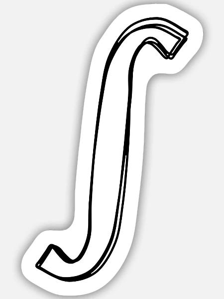Integralzeichen handgezeichnet - Sticker Größe M (15 x 15 cm) - Mattweiß
