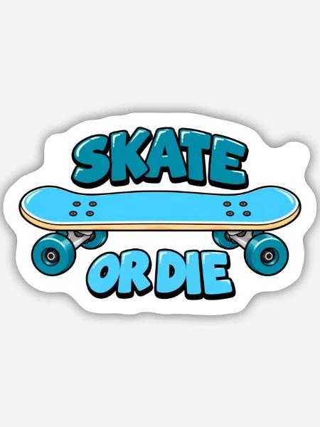 Skate or die retro Design - Sticker Größe M (15 x 15 cm) - Mattweiß