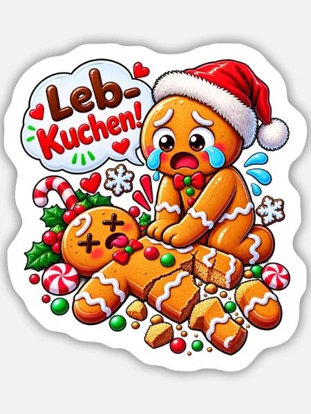 Weihnachten Lebkuchen Nikolaus - Sticker Größe M (15 x 15 cm) - Mattweiß