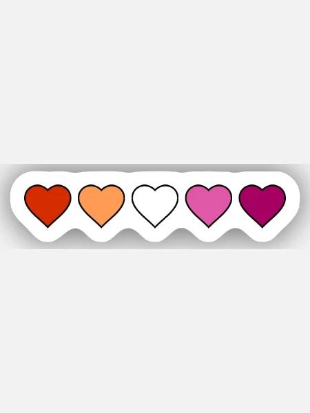 Lesbisch Lesbe Lesben Herzen - Sticker Größe XS (5 x 5 cm) - Mattweiß
