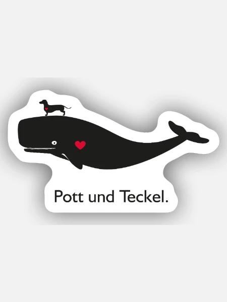 Pott und Teckel - Sticker Größe XS (5 x 5 cm) - Mattweiß