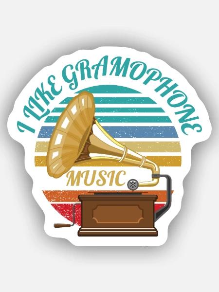 ICH MAG GRAMMOPHONMUSIK - Sticker Größe XS (5 x 5 cm) - Mattweiß