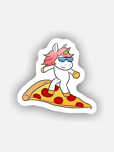 Pizza Unicorn - Sticker Größe XS (5 x 5 cm) - Mattweiß