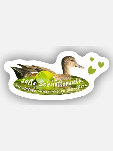 Schnatterente schnattern Quasselstrippe - Sticker Größe XS (5 x 5 cm) - Mattweiß