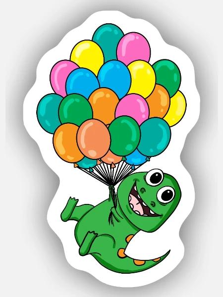 Baby Dinosaurier Luftballon - Sticker Größe XS (5 x 5 cm) - Mattweiß