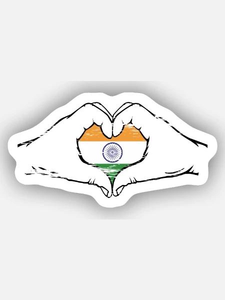 Indien Flagge Herzform used - Sticker Größe XS (5 x 5 cm) - Mattweiß
