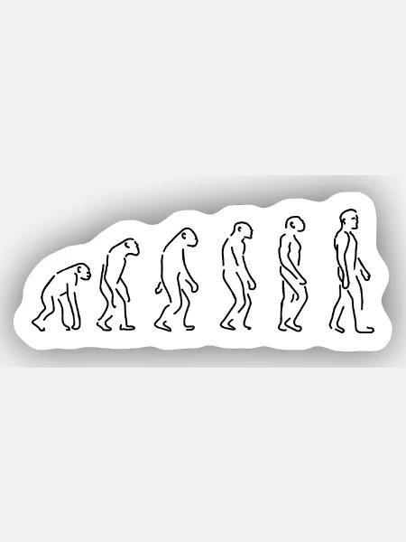 Die Evolution Silhouette Geschenk Shirt - Sticker Größe XS (5 x 5 cm) - Mattweiß