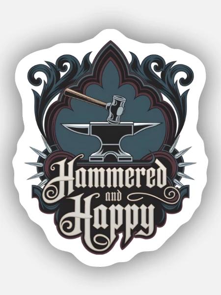 Gehämmert und glücklich - Sticker Größe XS (5 x 5 cm) - Mattweiß