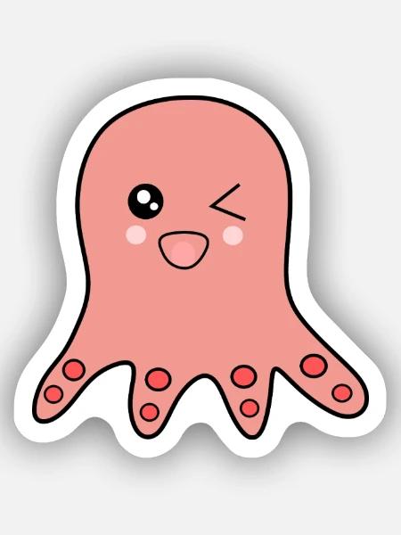 Oktopus Meerestiere - Sticker Größe XS (5 x 5 cm) - Mattweiß