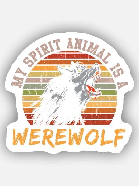 Mein Geistes Tier ist Werwolf - Sticker Größe XS (5 x 5 cm) - Mattweiß