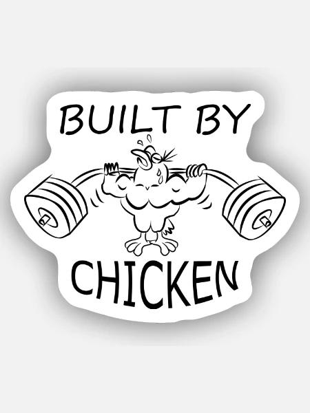 Built by chicken Hantel Fitnesstudio - Sticker Größe XS (5 x 5 cm) - Mattweiß