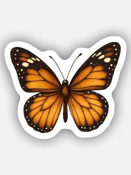 Monarchfalter – zart & majestätisch - Sticker Größe XS (5 x 5 cm) - Mattweiß