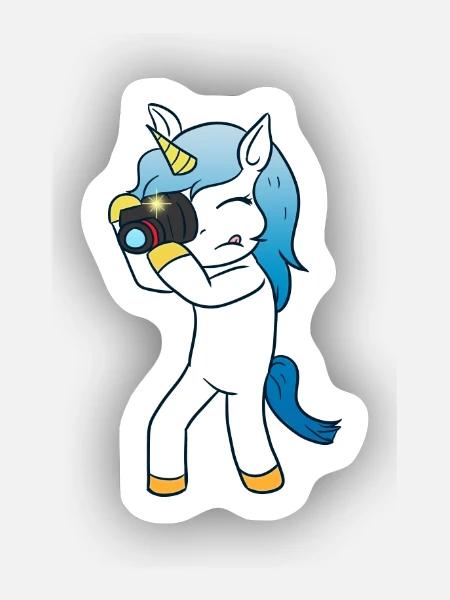 Foto Einhorn Fotografin - Sticker Größe XS (5 x 5 cm) - Mattweiß