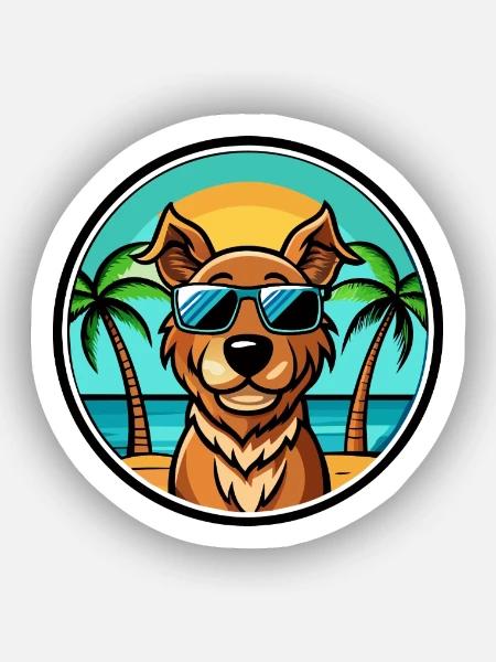 Pudelpointer Hunderasse Cartoon Sonnenbrille Strand - Sticker Größe XS (5 x 5 cm) - Mattweiß