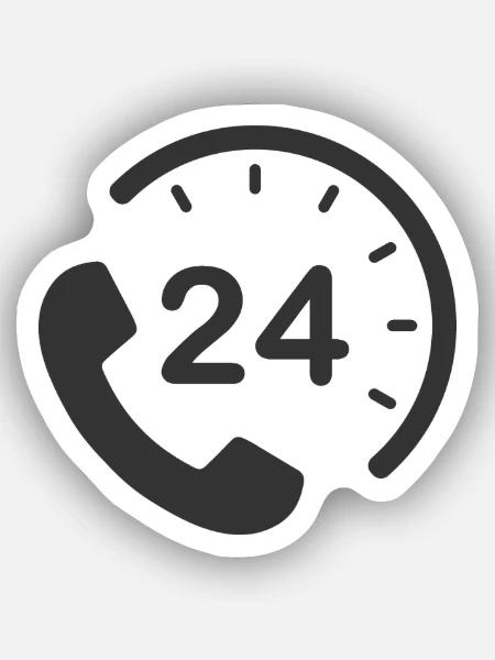 24/7 h Service - Sticker Größe XS (5 x 5 cm) - Mattweiß