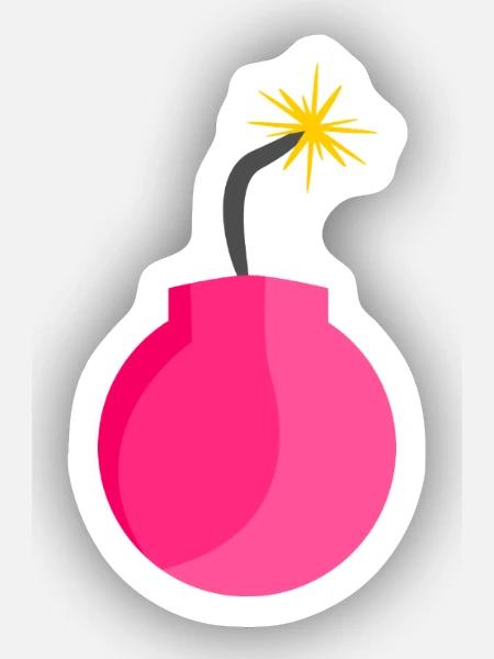 Bombe Symbol Rosa - Sticker Größe XS (5 x 5 cm) - Mattweiß