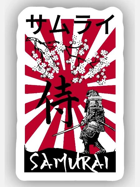 Samurai im Kirschblütenrot - Sticker Größe XS (5 x 5 cm) - Mattweiß