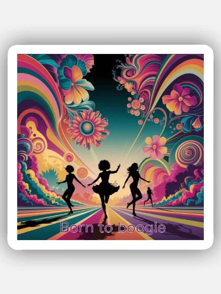 Geboren zum Boogie - Sticker Größe XS (5 x 5 cm) - Mattweiß