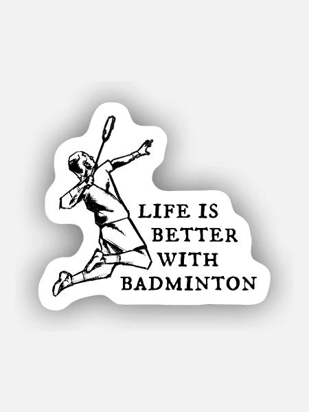 Badminton Badmintonspieler - Sticker Größe XS (5 x 5 cm) - Mattweiß