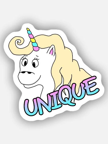 Einzigartiges Einhorn - Sticker Größe XS (5 x 5 cm) - Mattweiß