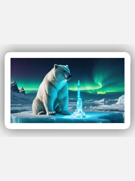 Eisbär und Eiskristall - Sticker Größe XS (5 x 5 cm) - Mattweiß