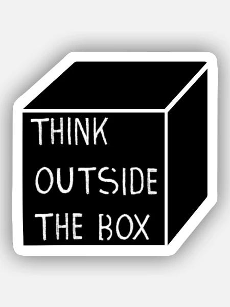THINK OUTSIDE THE BOX - Sticker Größe XS (5 x 5 cm) - Mattweiß