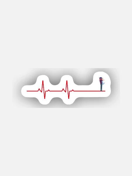 Liebespaar Herzschlag - Sticker Größe XS (5 x 5 cm) - Mattweiß