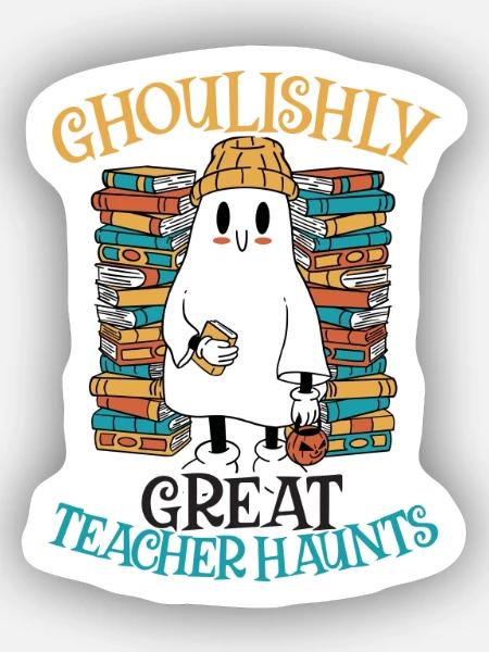 Schaurig-schöner Lehrer spukt an Lehrer-Halloween - Sticker Größe XS (5 x 5 cm) - Mattweiß