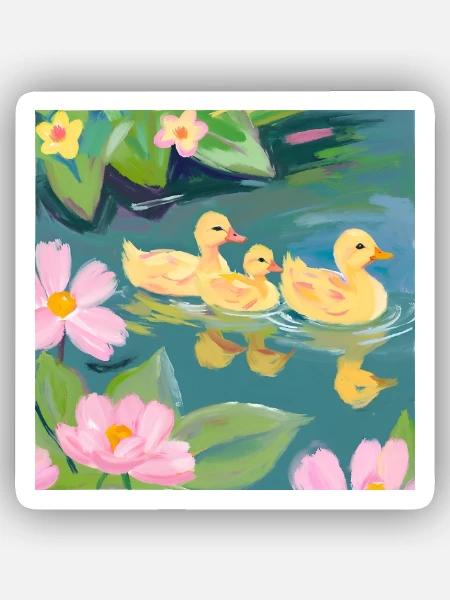 Entchen - Sticker Größe XS (5 x 5 cm) - Mattweiß