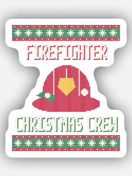 Firefighter Christmas Crew - Feuerwehr - Sticker Größe XS (5 x 5 cm) - Mattweiß