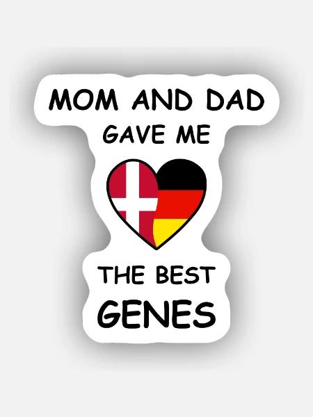 Denmark Germany Genes Heart - Sticker Größe XS (5 x 5 cm) - Mattweiß
