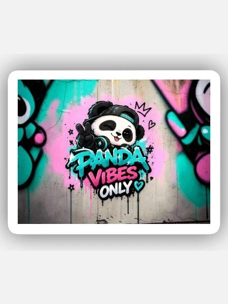 Panda Vibes Only Graffiti - Sticker Größe XS (5 x 5 cm) - Mattweiß