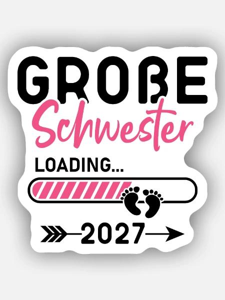 Große Schwester 2027 - Sticker Größe XS (5 x 5 cm) - Mattweiß