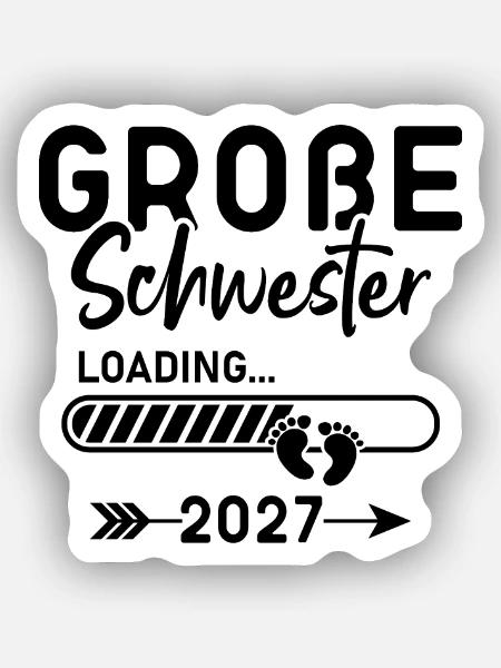 Ich Werde Große Schwester 2027 - Sticker Größe XS (5 x 5 cm) - Mattweiß