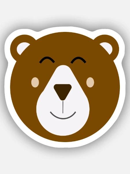Süßer glücklicher brauner Bär - Sticker Größe XS (5 x 5 cm) - Mattweiß