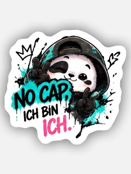 Panda Graffiti: No Cap Ich BinIch - Sticker Größe XS (5 x 5 cm) - Mattweiß
