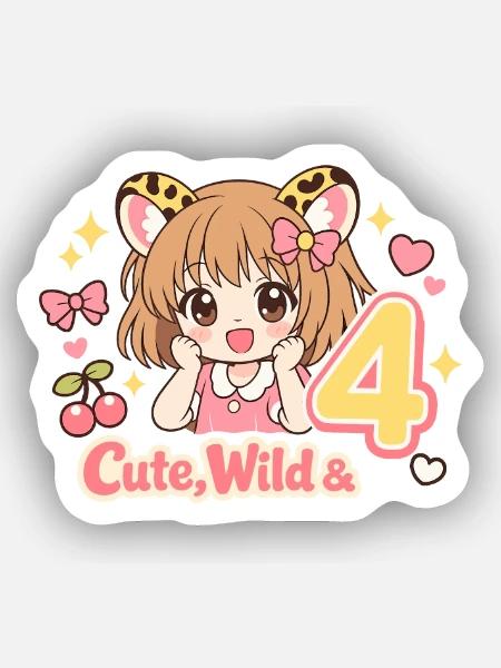 Cute Wild & 4 Leopard Girl Theme - Sticker Größe XS (5 x 5 cm) - Mattweiß