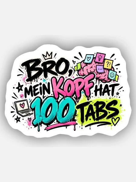 Bro Kopf 100 Tabs Graffiti - Sticker Größe XS (5 x 5 cm) - Mattweiß