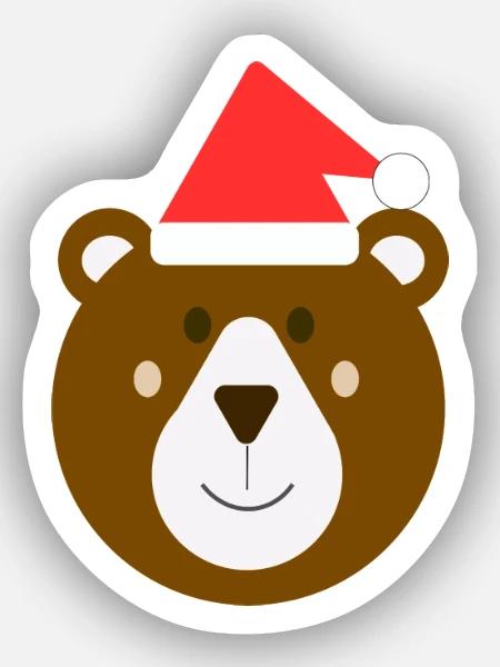 Süßer Weihnachtsbraunbär - Sticker Größe XS (5 x 5 cm) - Mattweiß