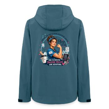 SchwesterPower: Tausend Rollen Berufung - Frauen Recycelte Softshelljacke von Stanley/Stella - Dunkles Petrol - Hinten - AI Model Female 172 light (172cm)