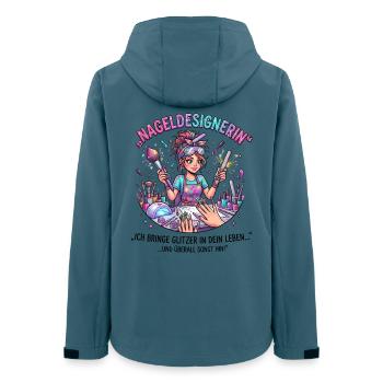 Nailart Meisterin im Farbwirbel - Frauen Recycelte Softshelljacke von Stanley/Stella - Dunkles Petrol - Hinten - AI Model Female 172 light (172cm)