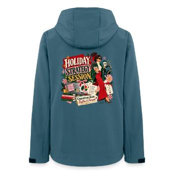 Urlaubsstrategie - Frauen Recycelte Softshelljacke von Stanley/Stella - Dunkles Petrol - Hinten - AI Model Female 172 light (172cm)