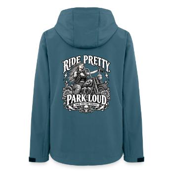 Biker Girl - Ride Pretty Park Loud - Frauen Recycelte Softshelljacke von Stanley/Stella - Dunkles Petrol - Hinten - AI Model Female 172 light (172cm)