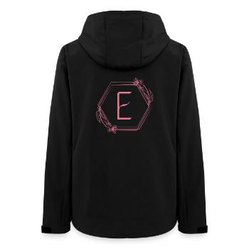 E-Monogramm mit Blütenrahmen - Frauen Recycelte Softshelljacke von Stanley/Stella - Schwarz - Hinten - AI Model Female 172 light (172cm)