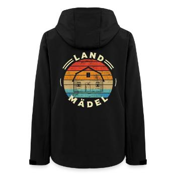 Landmädel Bauernhof Dorfkind Retro - Frauen Recycelte Softshelljacke von Stanley/Stella - Schwarz - Hinten - AI Model Female 172 light (172cm)