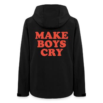 Make Boys Cry Vintage Typography - Frauen Recycelte Softshelljacke von Stanley/Stella - Schwarz - Hinten - AI Model Female 172 light (172cm)