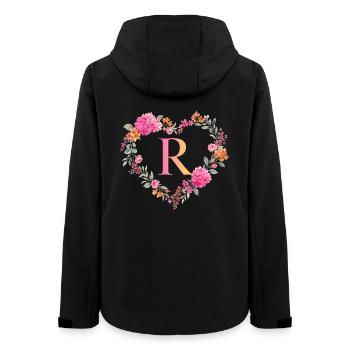 R Monogramm Blumen Herz personalisierbar - Frauen Recycelte Softshelljacke von Stanley/Stella - Schwarz - Hinten - AI Model Female 172 light (172cm)