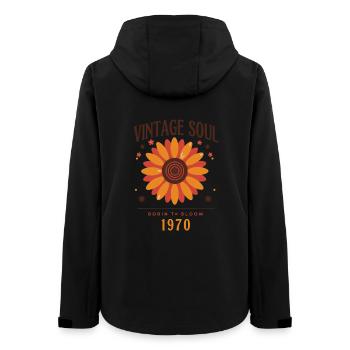 Vintage Soul Blume 1970 - Frauen Recycelte Softshelljacke von Stanley/Stella - Schwarz - Hinten - AI Model Female 172 light (172cm)